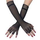 Punk Performance Dance Arm Cover Lace Mittens Long Gloves Fingerless Gloves