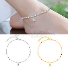 Women Classy Lace Link Anklet Foot Chain Ankle Bracelet 925 Sterling Silver Gold