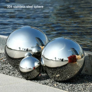 Mirror Polished Sphere Hollow Ball Home Garden Ornament Decor Stainless Steel - Picture 1 of 25