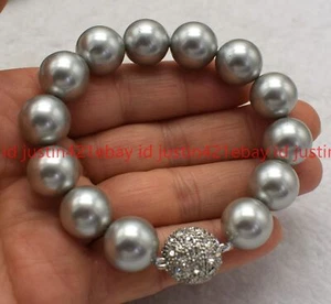 14mm Genuine Multicolor Shell Pearl Round Beads Bracelet 7.5" AA Magnetic Buckle - Picture 1 of 30