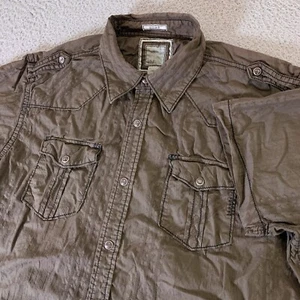 Buckle BKE Western Shirt Mens Large Brown Snap Up Double Pockets Cowboy Striped - Picture 1 of 9