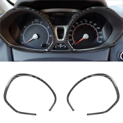 2Pcs For Ford Fiesta 2011-2015 Carbon Fiber Interior Speedometer Cover Trim — 第 1/4 张图片