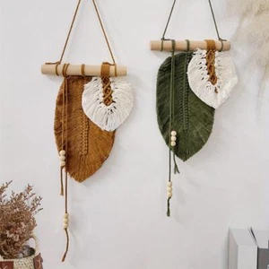 Boho Woven Leaf Macrame Wall Hanging – Stylish Tapestry Art for Bedroom Decor - Picture 1 of 30