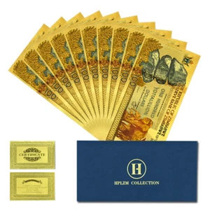 Zimbabwe One Hundred Yottalillion Dollars Gold Foil Banknotes 10pcs UV Money - Picture 1 of 6