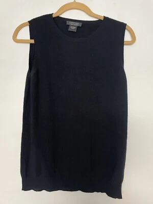 CASHMERE BY BLOOMINGDALES Black Crew Neck 100% Cashmere Sleeveless-L - Image 1 of 4