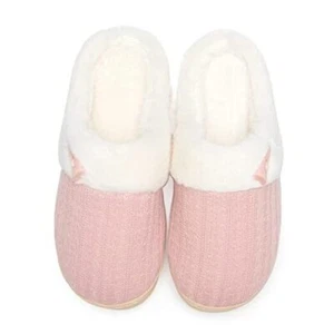 Women's Slip on Fuzzy House Slippers Memory Foam Slippers Scuff 9-10 Pink - Picture 1 of 7