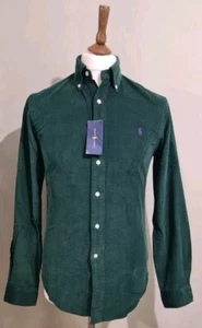 Polo Ralph Lauren Pana Algodón Manga Larga Camisa Abotonada Verde Talla Pequeña  - Imagen 1 de 8