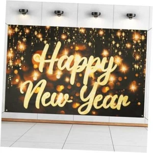New Year Banner, Happy New Year Backdrop Fabric Banner, XtraLarge 72 * 44 Inch - Picture 1 of 8