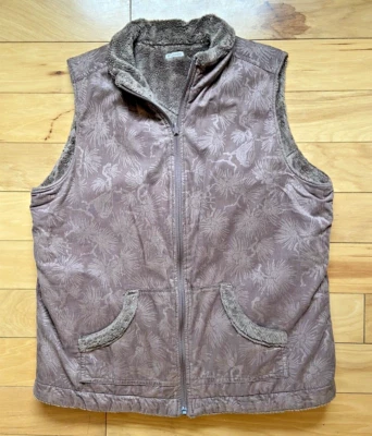 Chaleco reversible Columbia para mujer talla grande marrón cremallera completa forrado de piel de pana Foto 1 de 4