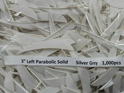 12 Ozark 3" Left Wing Parabolic Feathers Dozen Fletchings, Vanes Solid Colors