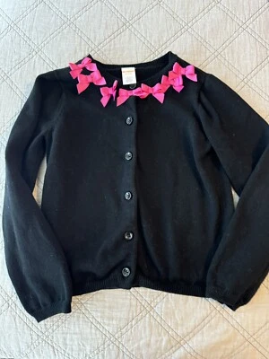 Gymboree Black Cardigan with Hot Pink Bows-EUC-size 7/8 - Image 1 of 2