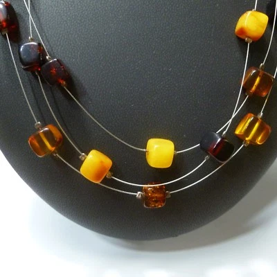 Bernsteinkollier Bernsteine am Schmuckdraht Natursteinen Bernstein Butterscotch - Bild 1 von 4
