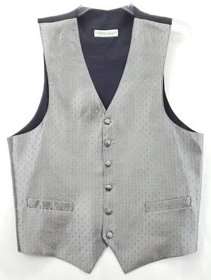 Chaleco de Noche Perry Ellis Chaleco Hombres Grande Tela Plateada Hecho en EE. UU. Foto 1 de 4