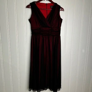 Vampy y2k dress black red flowy sz14 plus curvy connected apparel mall goth midi - Picture 1 of 14