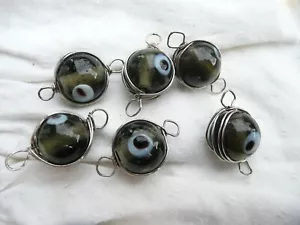 6 perles de verre vintage de couleur grise fumé - Imagen 1 de 5