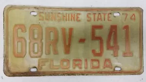 1974 FLORIDA Sunshine State DMV License Plate 68RV-541 - Picture 1 of 1