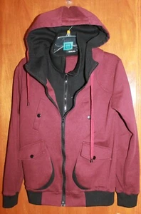 THE LEES Ladies' Large ZIP-UP SWEATSHIRT/JACKET (Layered Maroon/Black w/ Hood) - Picture 1 of 2