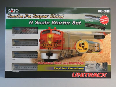 KATO N SCALE SANTA FE SUPER CHIEF STARTER TRAIN SET oval track car 106-0018 NEW - Image 1 of 4