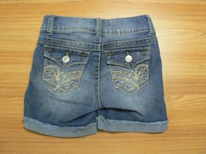 NO BOUNDARIES JUNIORS SIZE 1 (25x5) DENIM SHORTS-LOW RISE-STRETCH-CUFFS-FRAYED - Picture 1 of 13