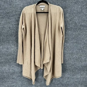 Nanette Lepore Strickjacke Damen groß reines Kaschmir offen Wasserfall hellbraun Luxus - Bild 1 von 15