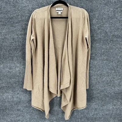 Cárdigan Nanette Lepore para mujer grande cachemir puro cascada abierta tostado lujo Foto 1 de 4