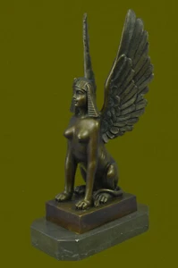 Hand Made Genuine Real Bronze Egyptian Style Sphinx Figurine Statue Decor Deal - Picture 1 of 9