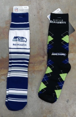 2 Pack NFL Seattle Seahawks Gift Socks Mas Stripes Dress Black Fan Nation 12 Man Cover