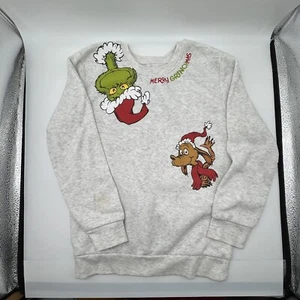 The Grinch Grey Sweatshirt Sz Youth M Christmas Classic Max Cartoon READ - Picture 1 of 4