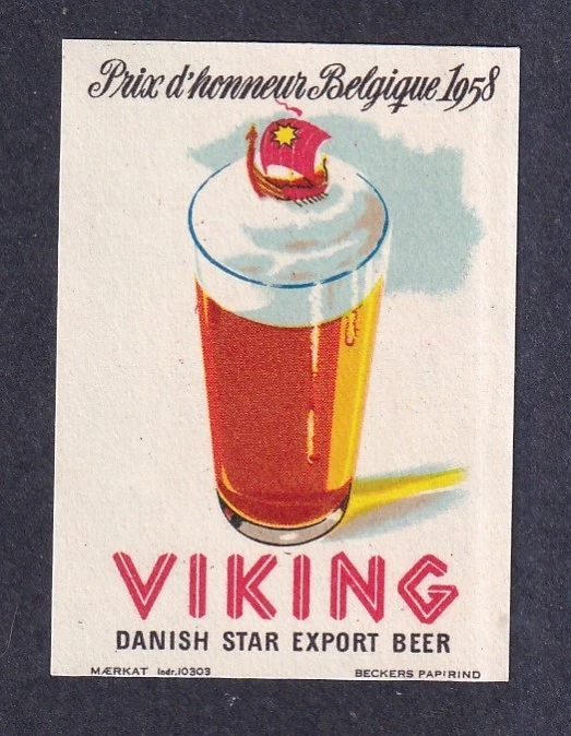 Denmark Poster Stamp  VIKING STAR EXPORT BEER  VF/MNH - Image 1 of 1