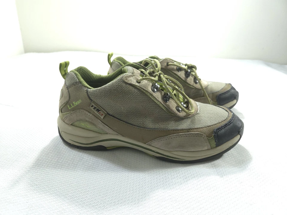 LL Bean туфли женщин Tek 2,5 размер 10 бежевый зеленый замши водонепроницаемый туристические ботинки - Изображение 1 из 4