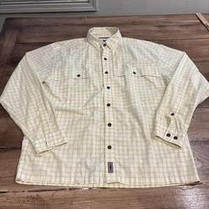 Patagonia Button Down Shirt Mens Medium Yellow Plaid Cotton Outdoor Fishing - Picture 1 of 9