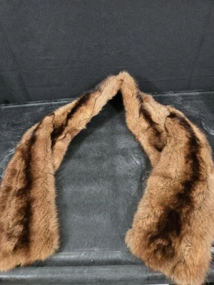 Collar de piel de visón real vintage 26x4 marrón caoba elegante accesorio envolvente clásico Foto 1 de 4