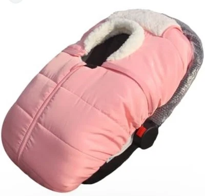 Cozy Pink Winter Baby Car Seat Cover – Warm, Windproof & Stylish - Image 1 of 4