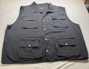 Chaleco utilitario Boulder Creek para hombre 5XL grande y alto de varios bolsillos negro 100 % algodón - Imagen 1 de 8