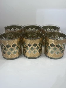 6er Set Culver Valencia 22 kt Gold & Grün Double Old Fashioned Gläser - Bild 1 von 4