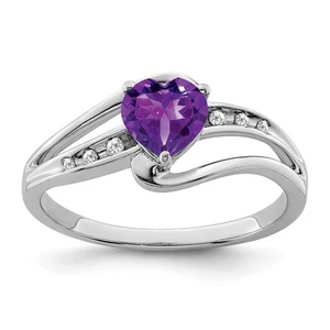 Ring Sterlingsilber rhodiniert Amethyst und Diamant - Bild 1 von 2