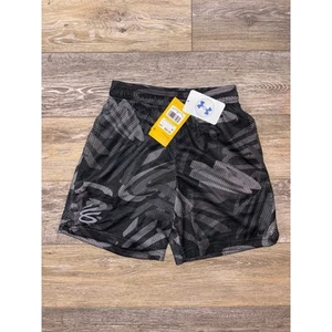 NWT Youth M Under Amour Curry Splash Shorts - Black/Titan Gray - Picture 1 of 5