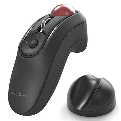 ELECOM Relacon Handheld Trackball Mouse with Media Control Buttons Stand Quiet - Image 1 of 4