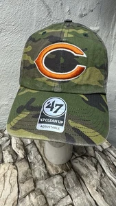 47 Brand NFL CHICAGO BEARS Camo Clean Up Football Adjustable Hat Cap NEW Nice - Picture 1 of 10