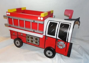 NEW Red FD. Hand Painted Fire Truck Mailbox Handpainted Firetruck Mail Box ☆☆ - Picture 1 of 5