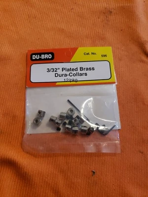 Du-Bro - 3/32" Plated Brass Dura-collars 12 Pack - New - Part 596 - JT25 - Image 1 of 4
