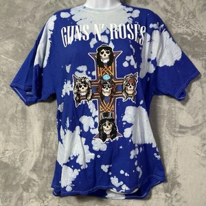 Guns N Roses Band T-Shirt XL Bleach Tie Dye Cross Skull Graphic Rock Tee - Picture 1 of 8