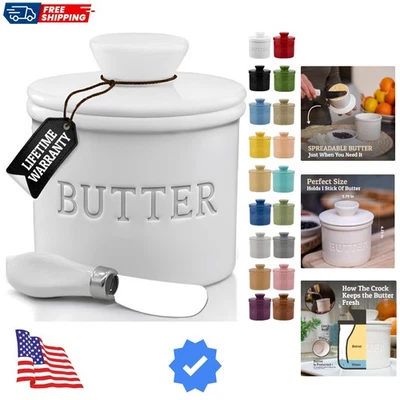 Масляный камень с крышкой с водопроводной линией, керамическое блюдо с французским маслом, чтобы оставить на... - Изображение 1 из 4