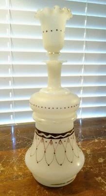 Antique Victorian Bristol Glass Barber/Cologne Bottle 10" Tall Ruffled Collar - Image 1 of 4