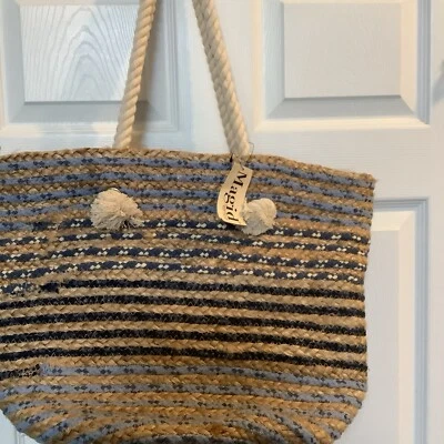 NEW Unused Summer Beach Woven Natural Jute Tote Bag Magid Large TOTE Bag! - Image 1 of 4