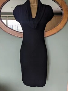 jane norman y2k Black Thin Knit Size 8 Cowle Neck Dress - Picture 1 of 16