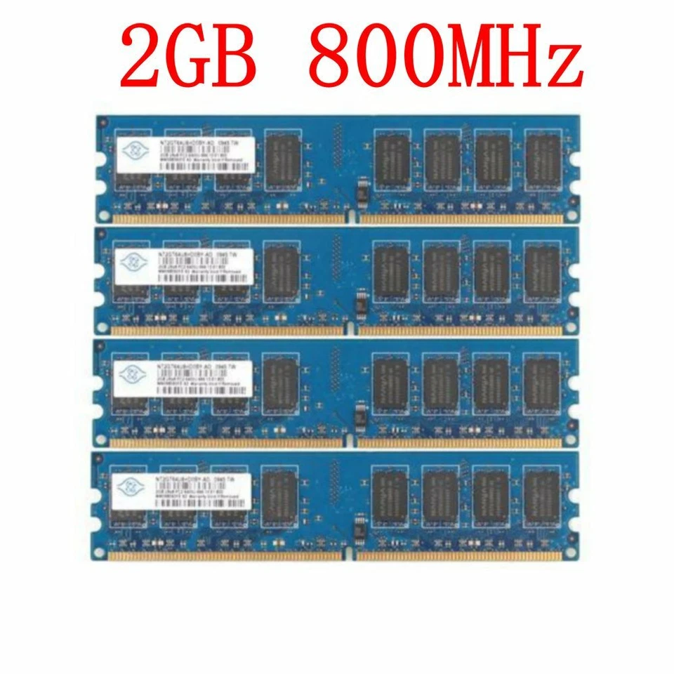 8GB 4x 2GB 1GB DDR2 800mhz PC2-6400U 240Pin DIMM Desktop Memory SDRAM NANYA BT - Image 1 of 4