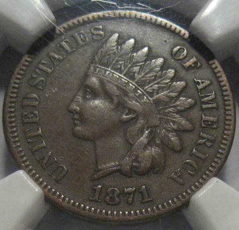 = 1871 NGC XF40 INDIAN Cent, Super EYE Appeal, FREE Shipping Cover