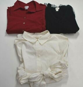 Lot Of 3 Chico's Womens Long Sleeve Blouses Button Up Front Closure Size 3