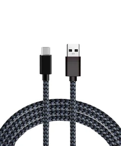 3 Meter USB A to USB Type-C Fast Charger Nylon Braided cable Cord -(wh/blk) - Picture 1 of 6